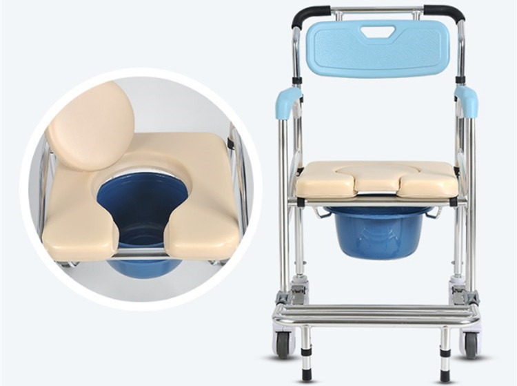 康养机构老年坐便椅护理车 疗养院坐便椅洗澡凳厕所椅细节图