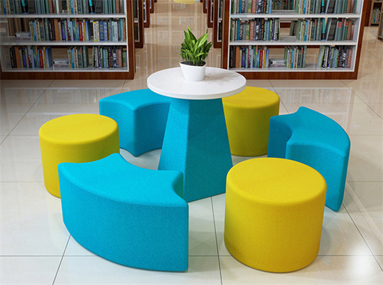 图书馆阅览室软包沙发凳 图书馆阅读沙发凳圆形缩略图