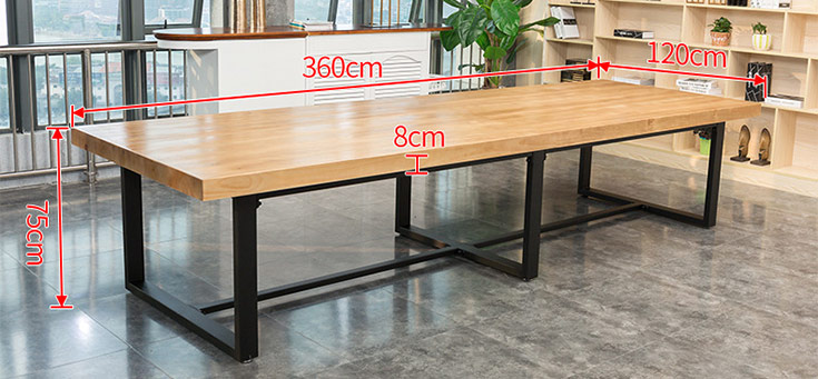 会务长条桌-会议条桌-会议条桌尺寸长条桌-长条会议桌-家具-条桌-木质-铁架-人造板-全实木-木-实木-浅橡木纹-桌面-产品尺寸图