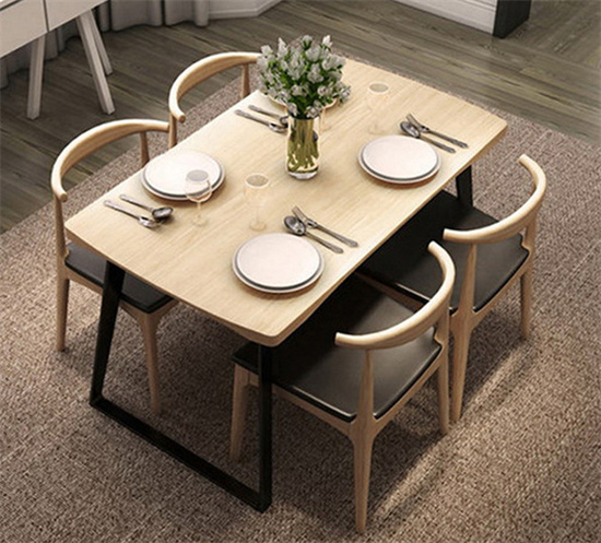 西餐厅餐桌椅4人6人 茶餐厅长方形实木餐桌缩略图