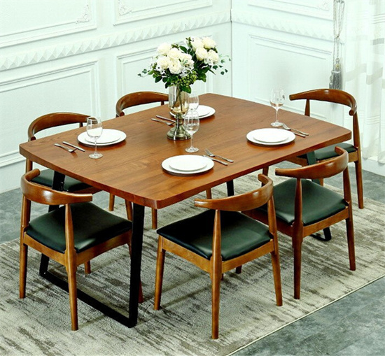 西餐厅餐桌椅4人6人 茶餐厅长方形实木餐桌缩略图