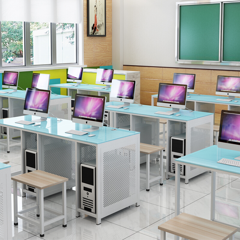 学校计算机房电脑桌 双人计算机房学生桌1600mm产品场景图