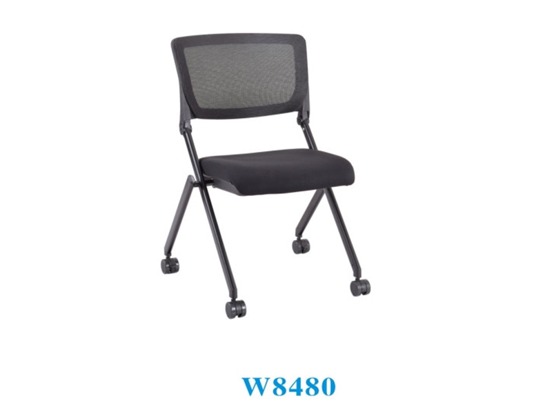 大会议室用折叠培训椅带滑轮 W8480报告会议厅培训折叠椅子可堆叠