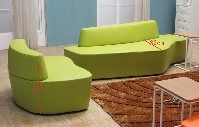 异形沙发-异形沙发定制-异形组合多人沙发异形沙发-皮质沙发-休闲沙发-家具-学校家具-组合沙发-PU-皮质-海绵-软包-橙色-绿色-靠背-产品尺寸图