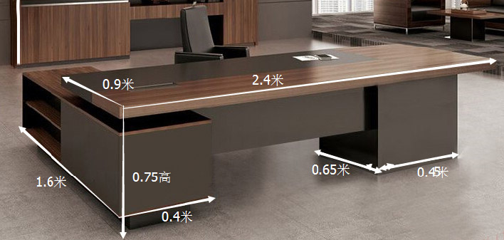 豪華總經理大班臺 實木貼皮總裁老板桌 WSBT024產品尺寸圖
