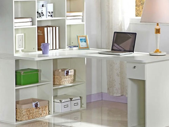 书柜与电脑办公桌一体的办公桌组合案例赏析