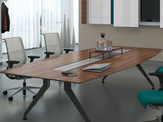 钢木结合会议桌 现代钢木会议桌 钢木组合办公桌细节图