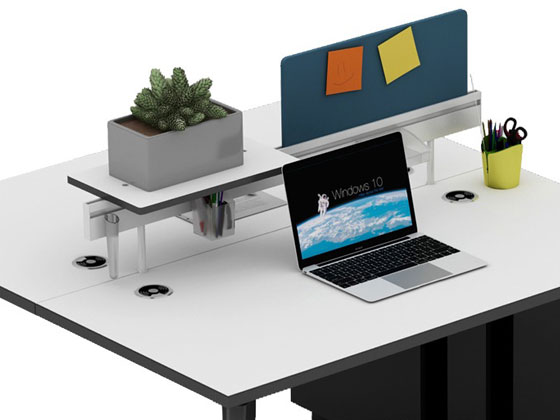 人工智能公司办公桌屏风上带置物架 智能科技公司办公桌屏风置物台细节图