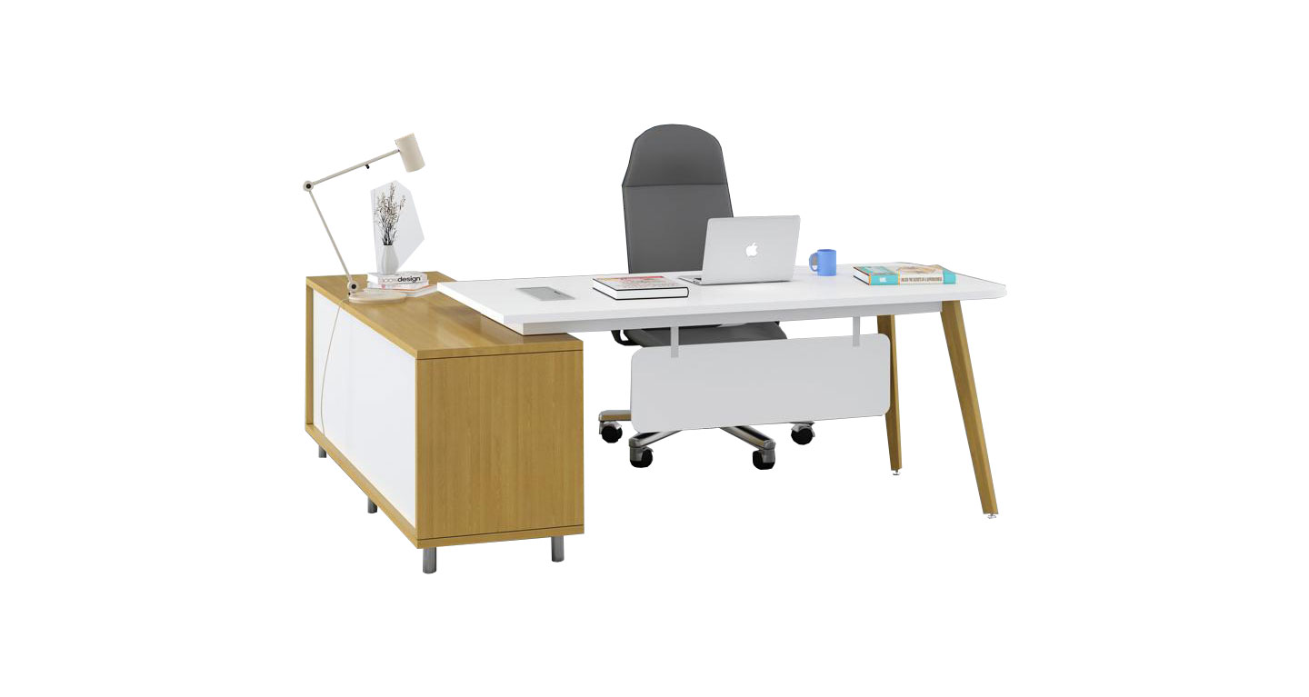 现代简约办公桌圆角 板式办公桌椅组合 圆弧角人资总监办公桌产品场景图
