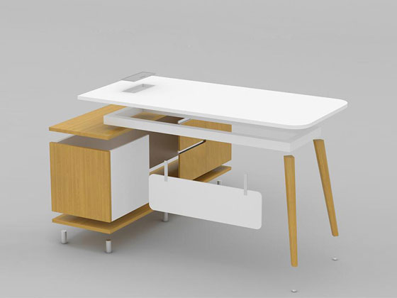 现代简约办公桌 板式办公桌椅组合细节图