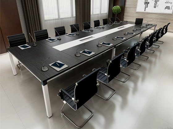 會議桌椅組合套裝 會議桌帶話筒 20人的會議桌 20人會議室會議桌細節圖