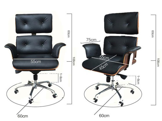 时尚简约老板椅 个性现代大班椅 LBY023尺寸图