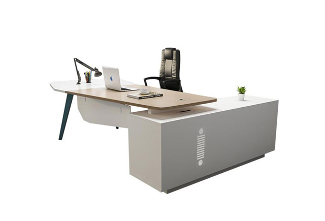 白色经理办公桌 时尚创意经理桌 不规则形扇形经理桌
