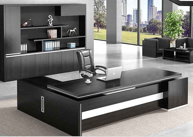 現代簡約老板辦公桌 黑色板式經理班臺 1.8m經理老板辦公桌