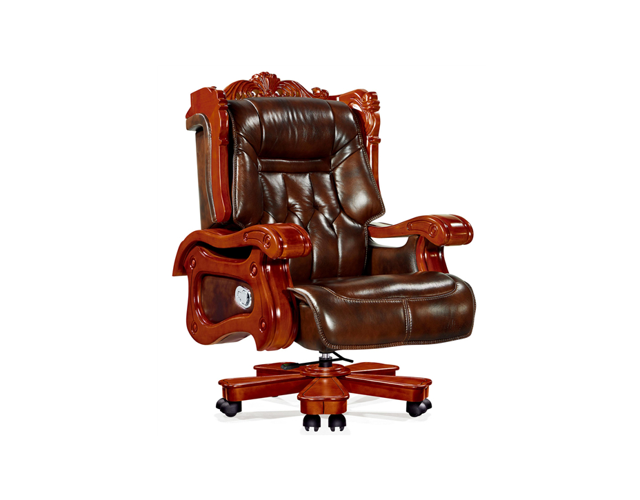 房地产公司新中式实木大班椅老板椅 920地产公司老板牛皮大班椅