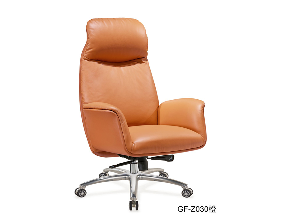 橙色美式老板椅带脚踏 Z030经典艺术皮质老板椅
