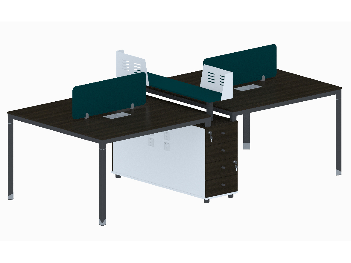 软件技术开发公司工位办公桌四人位 Y401软件公司工位隔断桌带置物架2680*1200*750