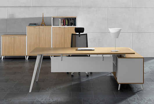 现代老板办公桌 钢木结合